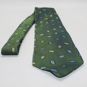 Corporate Image Tom James Mens Silk Tie Green Leaf Pattern USA Made Necktie